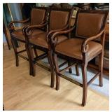 Three Leather Barstools by Hancock and Moore