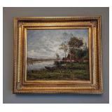 Ornate Framed Scenic Oil Painting