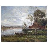Ornate Framed Scenic Oil Painting