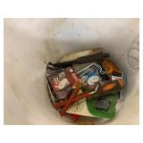 Bucket of Misc  brake fluid  seat cover hat
