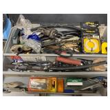 tool box full of misc and box of other supplies