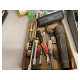 tool box full of misc and box of other supplies