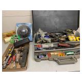tool box full of misc and box of other supplies