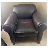 Classy Pair of Brown Faux Leather Chairs and an Ottoman