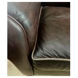Classy Pair of Brown Faux Leather Chairs and an Ottoman