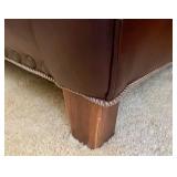 Classy Pair of Brown Faux Leather Chairs and an Ottoman