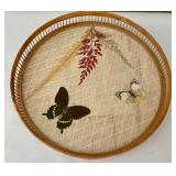 Vintage Butterfly Themed Tray and Matching Coasters