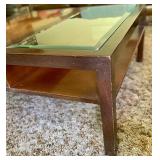 Vintage Glass and Wood Top Coffee Table