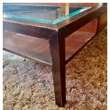 Vintage Glass and Wood Top Coffee Table