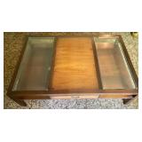 Vintage Glass and Wood Top Coffee Table