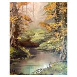 Beautiful Scenic Original Oil on Canvas Painting named "Woodland Scene" by Ron Hunter