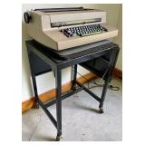 Vintage Sperry Remington Typewriter on a Vintage Extending Metal Table on Casters