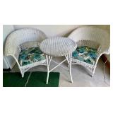 Charming Vintage White Wicker Patio Set