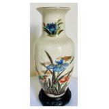 Asian Inspired Vase with a Wooden Stand