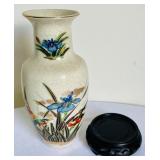 Asian Inspired Vase with a Wooden Stand