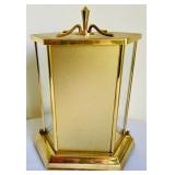 Brilliant Brass Howard Miller Clock with Etched Glass Accents
