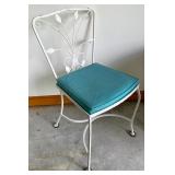 Vintage White Metal Table with a Glass Top and 6 Chairs
