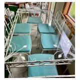 Vintage White Metal Table with a Glass Top and 6 Chairs