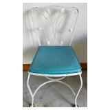 Vintage White Metal Table with a Glass Top and 6 Chairs
