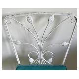 Vintage White Metal Table with a Glass Top and 6 Chairs