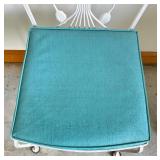 Vintage White Metal Table with a Glass Top and 6 Chairs