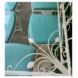 Vintage White Metal Table with a Glass Top and 6 Chairs