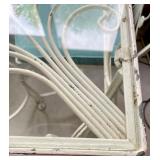 Vintage White Metal Table with a Glass Top and 6 Chairs