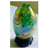 Amazing Art Glass Egg with a Stand