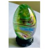 Amazing Art Glass Egg with a Stand