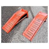 Set of Red Metal Car Ramps