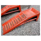 Set of Red Metal Car Ramps