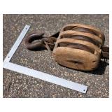 Vintage 20" Large Wooden Pulley