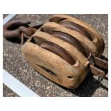 Vintage 20" Large Wooden Pulley