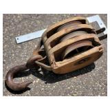 Vintage 20" Large Wooden Pulley
