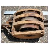Vintage 20" Large Wooden Pulley
