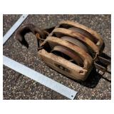 Vintage 20" Large Wooden Pulley