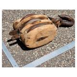 Vintage 20" Large Wooden Pulley