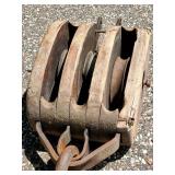 Vintage 20" Large Wooden Pulley