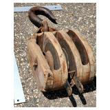 Vintage 20" Large Wooden Pulley