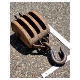 Vintage 20" Large Wooden Pulley