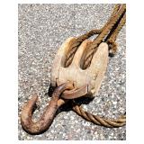 Vintage (2) Wooden Pulley Rope Setup Lot