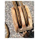 Vintage (2) Wooden Pulley Rope Setup Lot