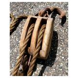 Vintage (2) Wooden Pulley Rope Setup Lot