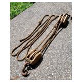Vintage (2) Wooden Pulley Rope Setup Lot