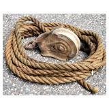 Vintage Wooden Pulley and Rope Lot