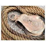 Vintage Wooden Pulley and Rope Lot