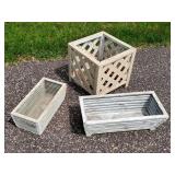 (3) Wooden Outdoor Yard Decor Items