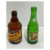 Vintage Green Glass 7up Bottle & Dad