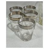 Silver Band Glasses, Pitchers and Bowl