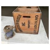 Budweiser crate w/ misc garage items